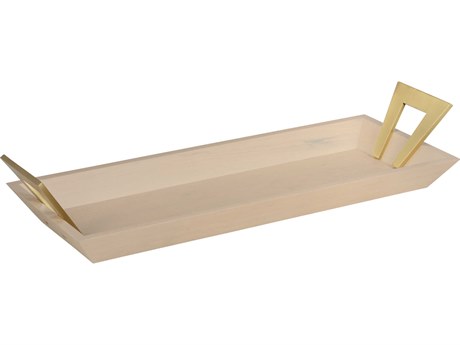 Chelsea House Birds Eye Long Margaret Fisher Whitewashed Antique Brass Serving Tray