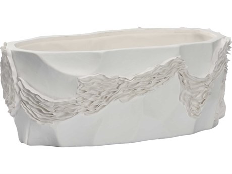 Chelsea House Matte White Ripple Ceramic Decorative Bowl