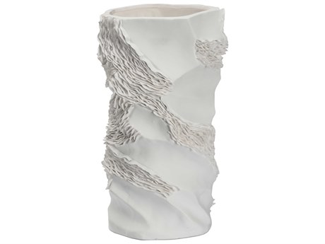 Chelsea House Matte White Ripple Ceramic Vase