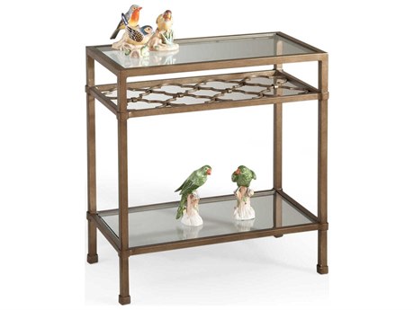 Chelsea House Bill Cain Pac Coast Rectangular Glass Silver Gold Side Table
