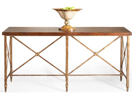 Chelsea House Bill Cain Overland Rectangular Wood Gold Console