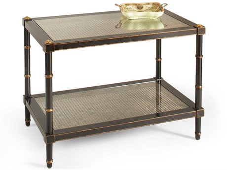 Chelsea House Conner Rectangular Glass Black With Gold Accent Coffee Table