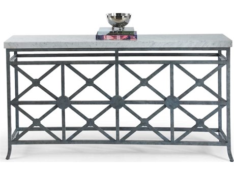 Chelsea House Rectangular Marble Green White Console Table