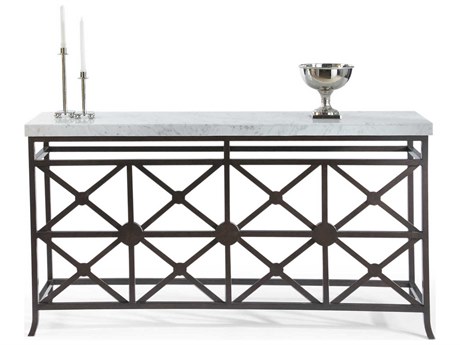 Chelsea House Rectangular Marble Brown Console Table