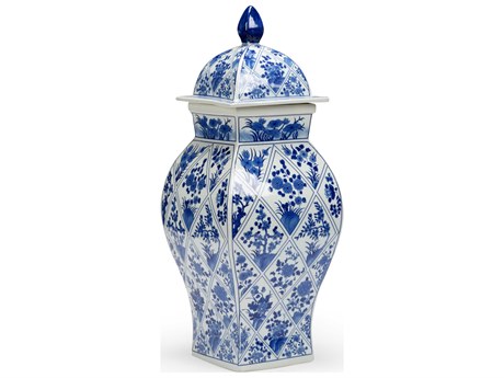 Chelsea House Blue And White Covered Vase