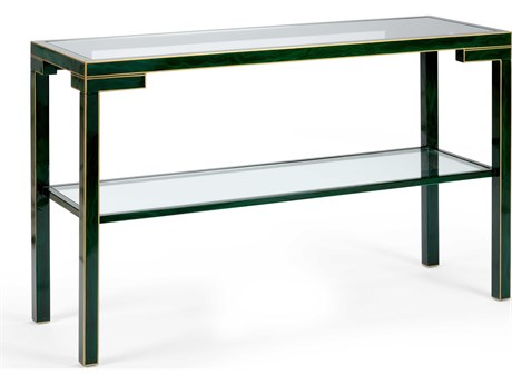 Chelsea House Decker Rectangular Glass Green Gold Console - Malachite