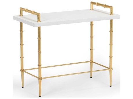 Chelsea House Harris Rectangular Wood White Gold Drink Table -