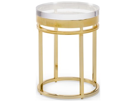 Chelsea House Shelby Round Acrylic Clear Gold End Table