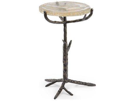 Chelsea House Bronze Twig Round Glass Brown Side Table