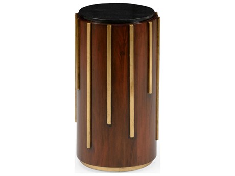 Chelsea House Jamie Merida Drip Drop Round Marble Brown Black Gold Drink Table