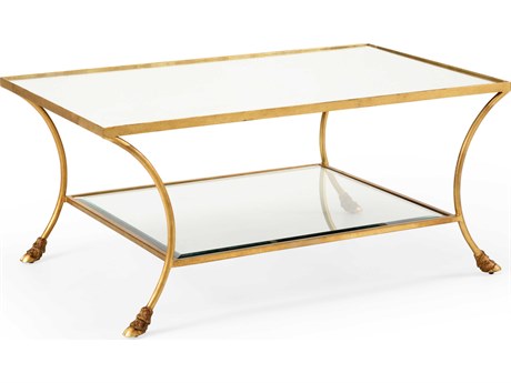 Chelsea House Kendal Rectangular Glass Gold Coffee Table