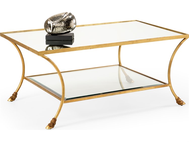 Chelsea House Kendal Rectangular Glass Gold Coffee Table | CH384603
