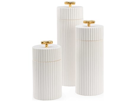 Chelsea House Claire Bell White Bamboo Canisters