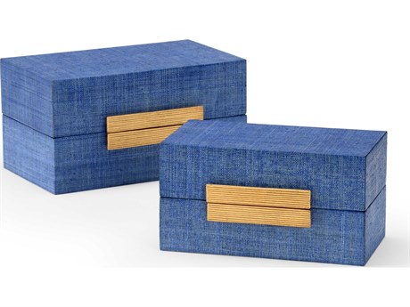 Chelsea House Claire Bell Raffia Boxes - Blueberry