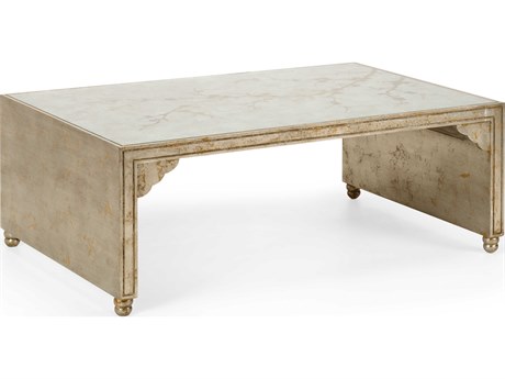 Chelsea House Jamie Merida Cherry Blossom Rectangular Glass Silver Coffee Table