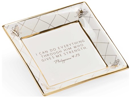Chelsea House Shayla Copas Square Bee Verse Plate - White