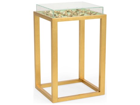 Chelsea House Shayla Copas Flutter Rectangular Glass Pistachio Gold Side Table -