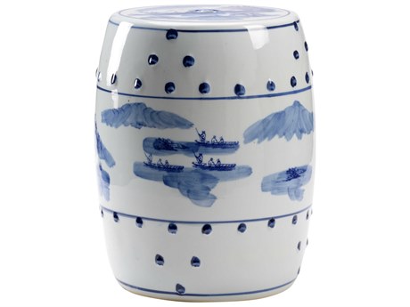 Chelsea House Blue White Accent Stool