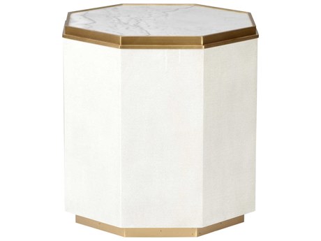 Chelsea House Bradshaw Orrell Bunching Octagon Marble White Cocktail Table - Ivory