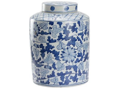 Chelsea House Blue White Song Leaf Ginger Jar