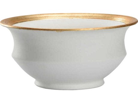 Chelsea House Matte White Gold Leaf Terrazza Cachepot