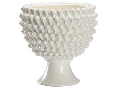 Chelsea House Glossy White Flowered Footed Vase