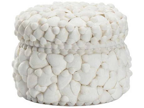 Chelsea House White Gold Leaf Round Shell Box