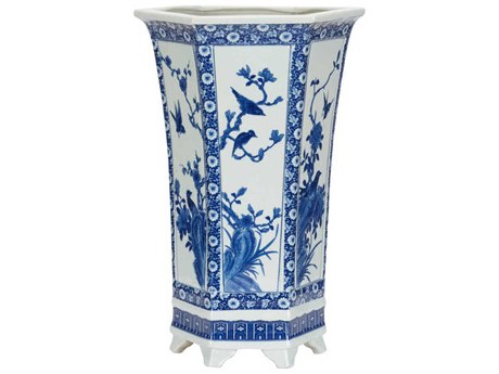 Chelsea House Blue White Meiling Song Bird Vase