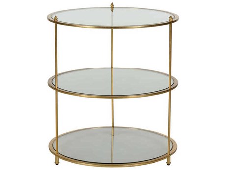 Chelsea House Regal Round Glass Gold Leaf End Table