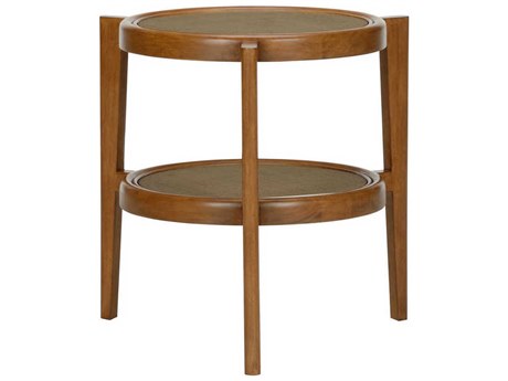 Chelsea House Spyglass Round Rattan Oak End Table