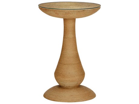 Chelsea House Twisted Round Glass Natural End Table