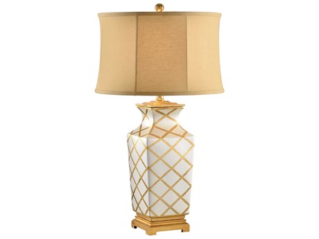 Chelsea House Gold Diamonds White Table Lamp
