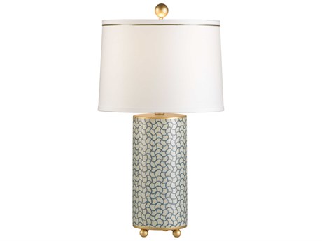 Chelsea House Pam Cain Wavy Lines Green Gold Table Lamp