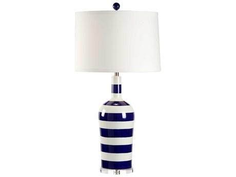 Chelsea House Lisa Kahn Beach Stripe Blue White Table Lamp