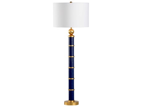 Chelsea House Pam Cain Leather Blue Gold Table Lamp