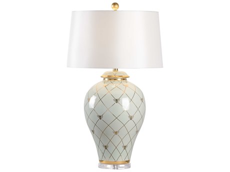 Chelsea House Shayla Copas Ginger Jar Green Gold White Table Lamp - Frostworks