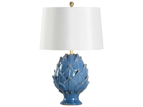 Chelsea House Artichoke Aged Blue Taupe Linen Buffet Lamp