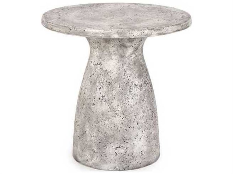 Classic Home Outdoor Collins Round End Table Light Grey 2