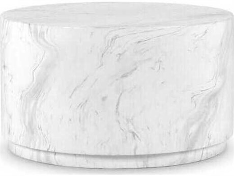 Classic Home Outdoor Arlette White Concrete Round Coffee Table