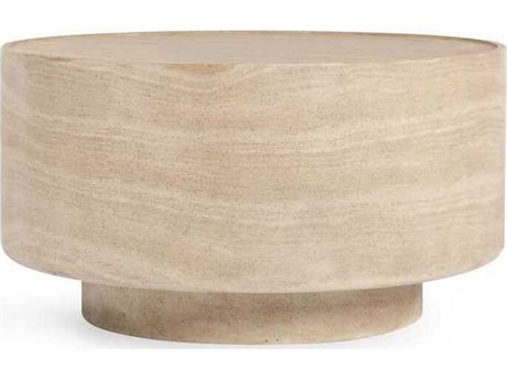 Classic Home Outdoor Mckenna Beige Concrete Round Coffee Table