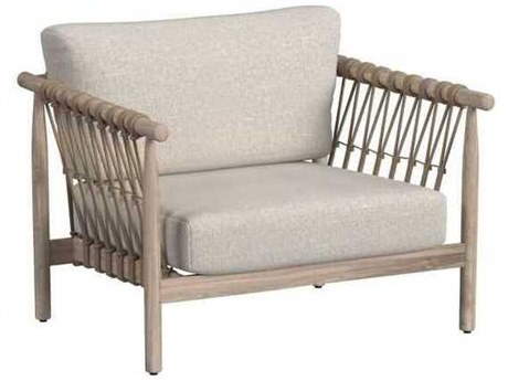 Classic Home Outdoor Leo Taupe Wood Cushion Lounge Chair
