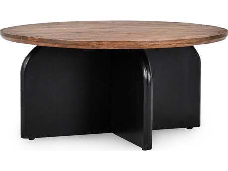 Classic Home Penelope Round Wood Natural Brown Coffee Table
