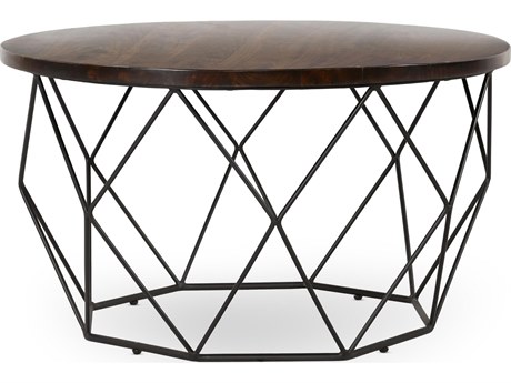 Classic Home Sylmar Round Wood Dark Brown Top Coffee Table