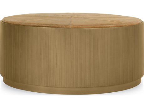 Classic Home Evan Round Wood Brass Base Coffee Table