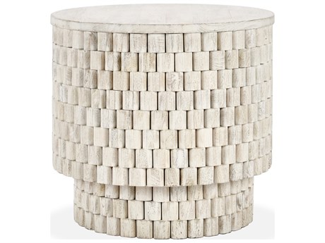 Classic Home Norwood Round Wood White End Table
