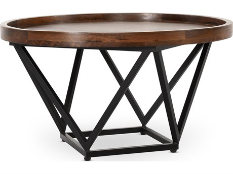 Classic Home Lamar Round Wood Brown Coffee Table