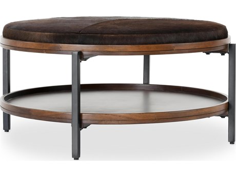 Classic Home Hunt Round Fabric Brown Coffee Table
