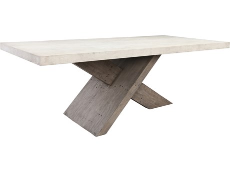 Classic Home Durant Rectangular Concrete Antique White Dining Table