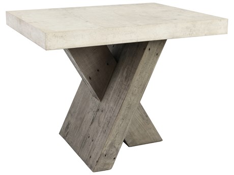 Classic Home Durant Rectangular Concrete Antique White End Table