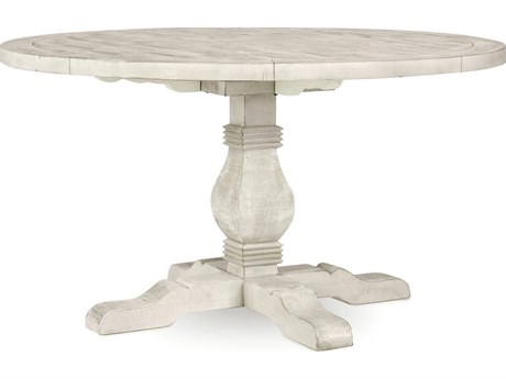 Classic Home Caleb Round Wood Distressed Ivory Dining Table